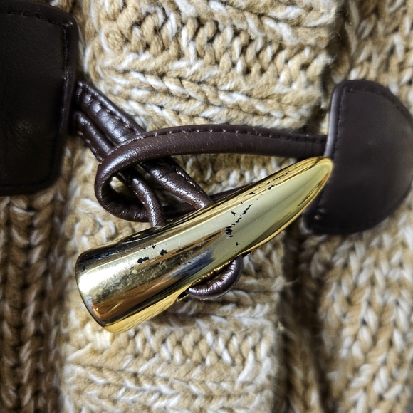 Michael Kors Chunky Knit Toggle Cardigan Sweater Cozy Neutral Size L Poncho Warm - Picture 11 of 16